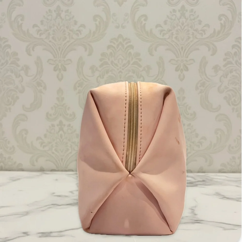Dior Pink Polyurethane Makeup Bag Pouch with CD Monogram Lining- Flawed Gem